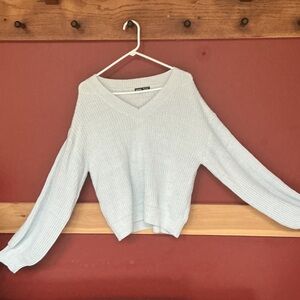 SHEIN Soft Blue V-Neck Sweater